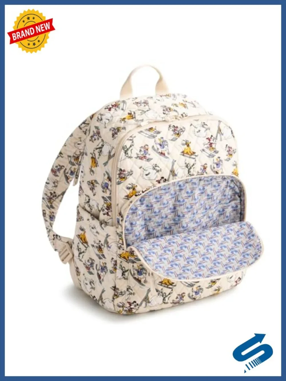 Quilted Cotton Laptop Backpack with Trolley Sleeve for Work & Travel